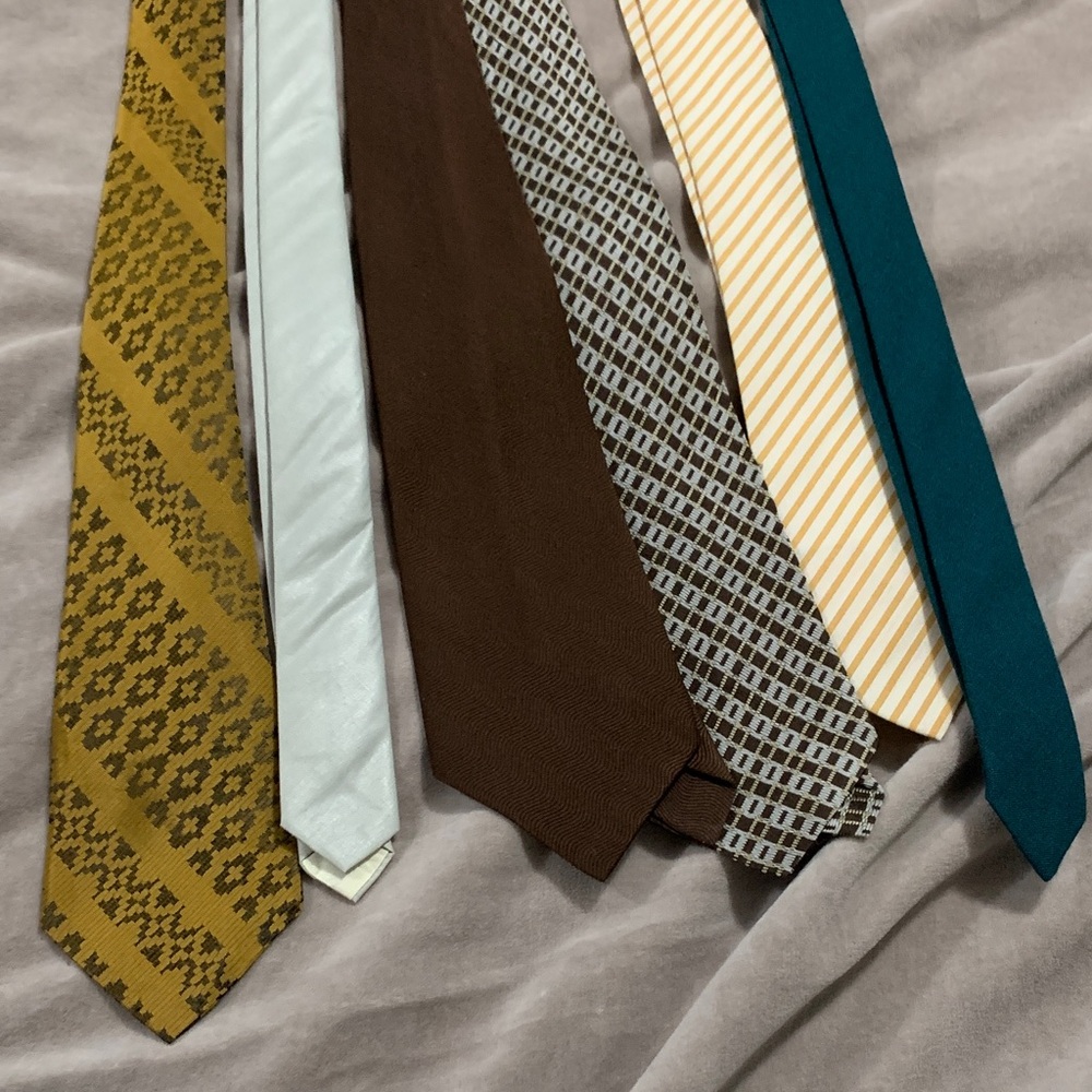 Six Classic Men's Necktie in Mustard, White, Brown, Cream, Teal